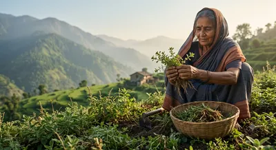 Traditional Himalayan Organic Herb Harvesting